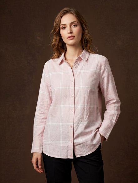 Blush Check Everyday Shirt For Women