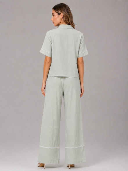 Floral Embroidery Shirt & Trouser Co-Ord Set