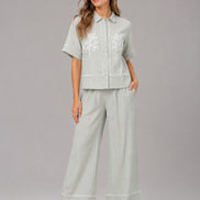 Floral Embroidery Shirt & Trouser Co-Ord Set