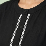 Black Embroidered Casual Shirt For Women
