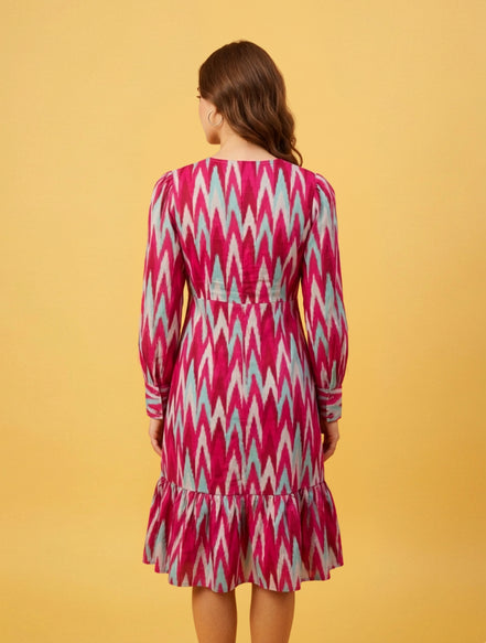Bloom Chevron-Print Midi Dress