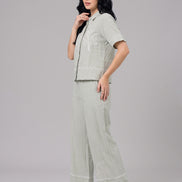 Floral Embroidery Shirt & Trouser Co-Ord Set
