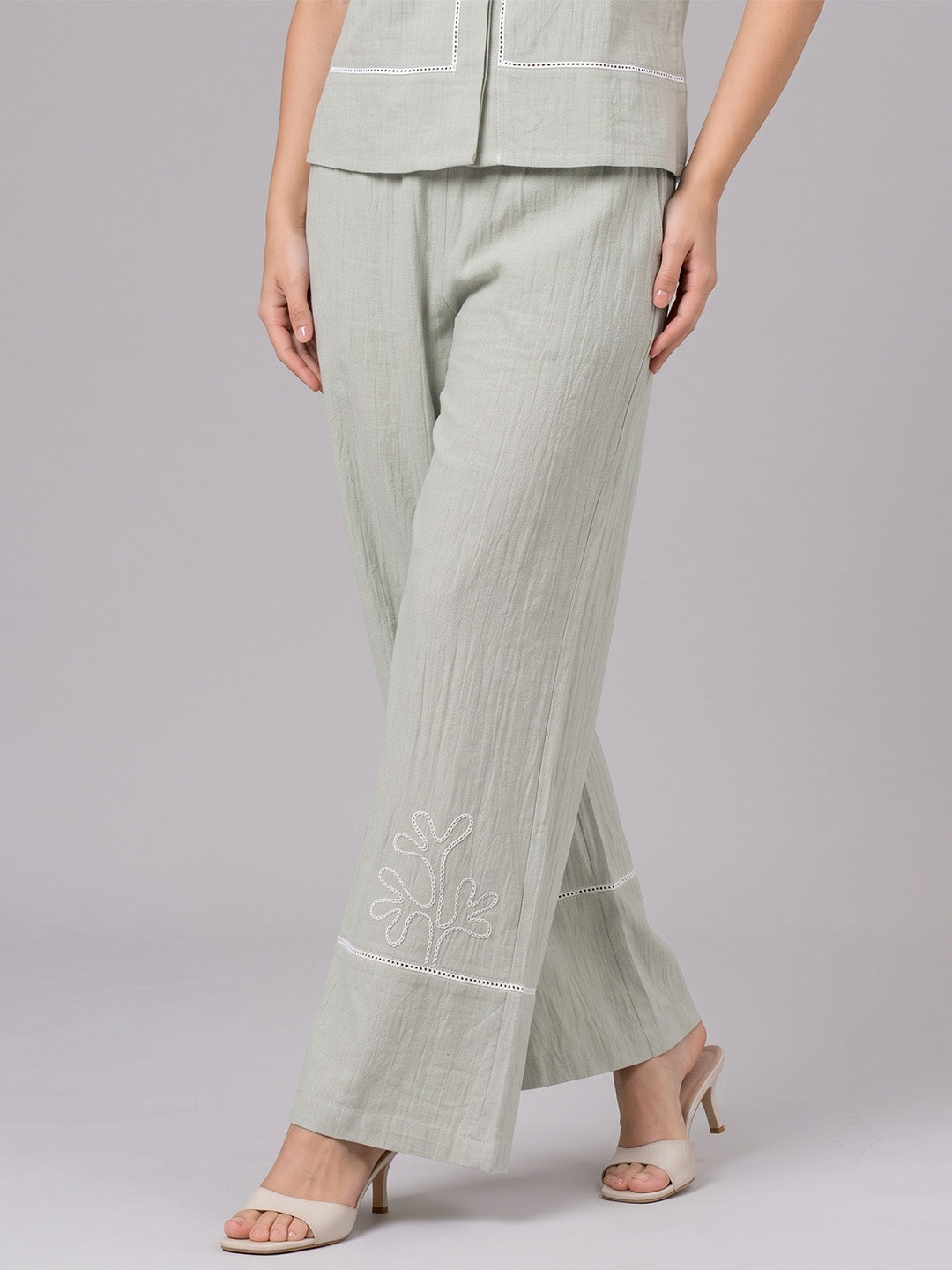 Floral Embroidery Shirt & Trouser Co-Ord Set