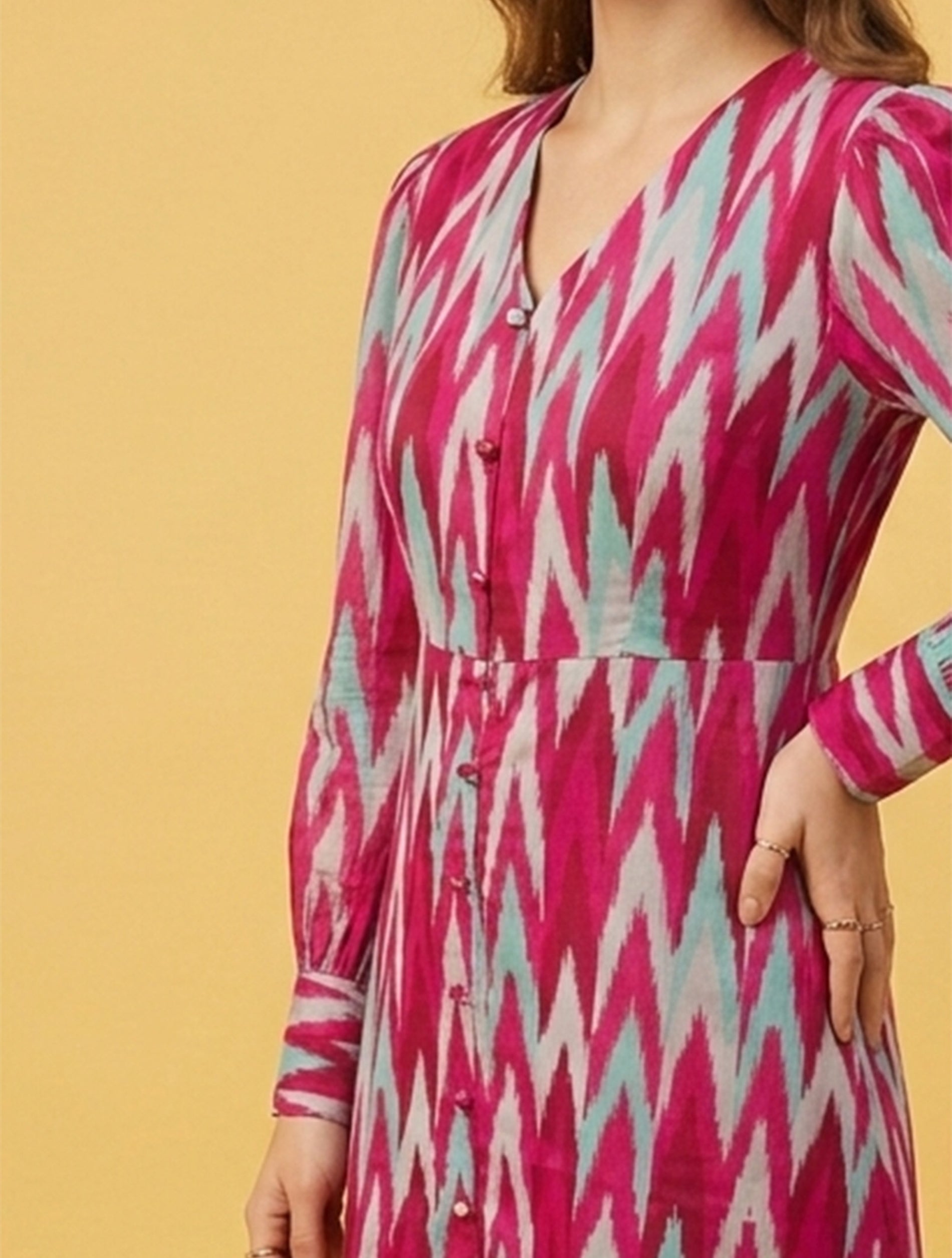 Bloom Chevron-Print Midi Dress
