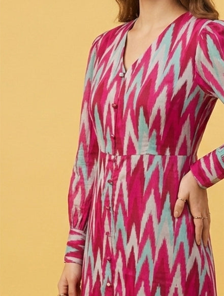 Bloom Chevron-Print Midi Dress