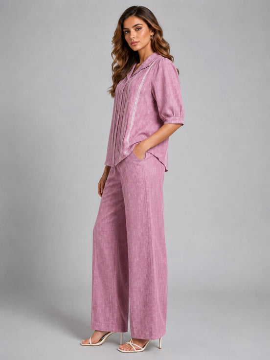 Floral Embroidery Shirt & Trouser Co-Ord Set