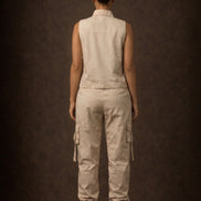 Beige Sleeveless Cargo Co-Ord Set For Women