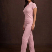Ribbed Pink Co-Ord Set For Women