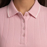 Ribbed Pink Co-Ord Set For Women