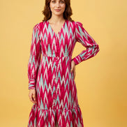 Bloom Chevron-Print Midi Dress