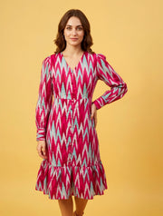 Bloom Chevron-Print Midi Dress