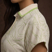 Cream Printed Polo Co-Ord Set For Women