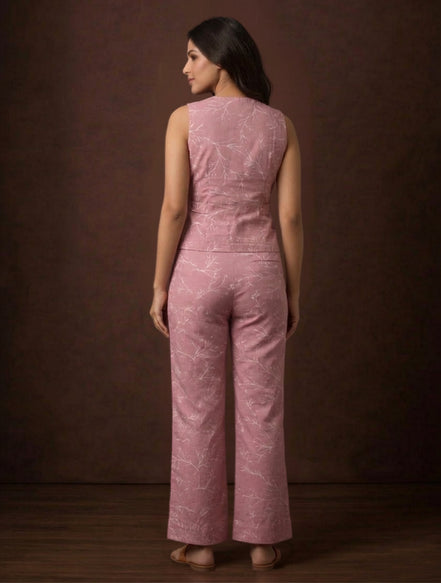 Mauve Floral Co-Ord Set For Women