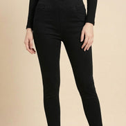 Black Stretchable High Waist Jeggings For Women