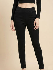 Black Stretchable High Waist Jeggings For Women