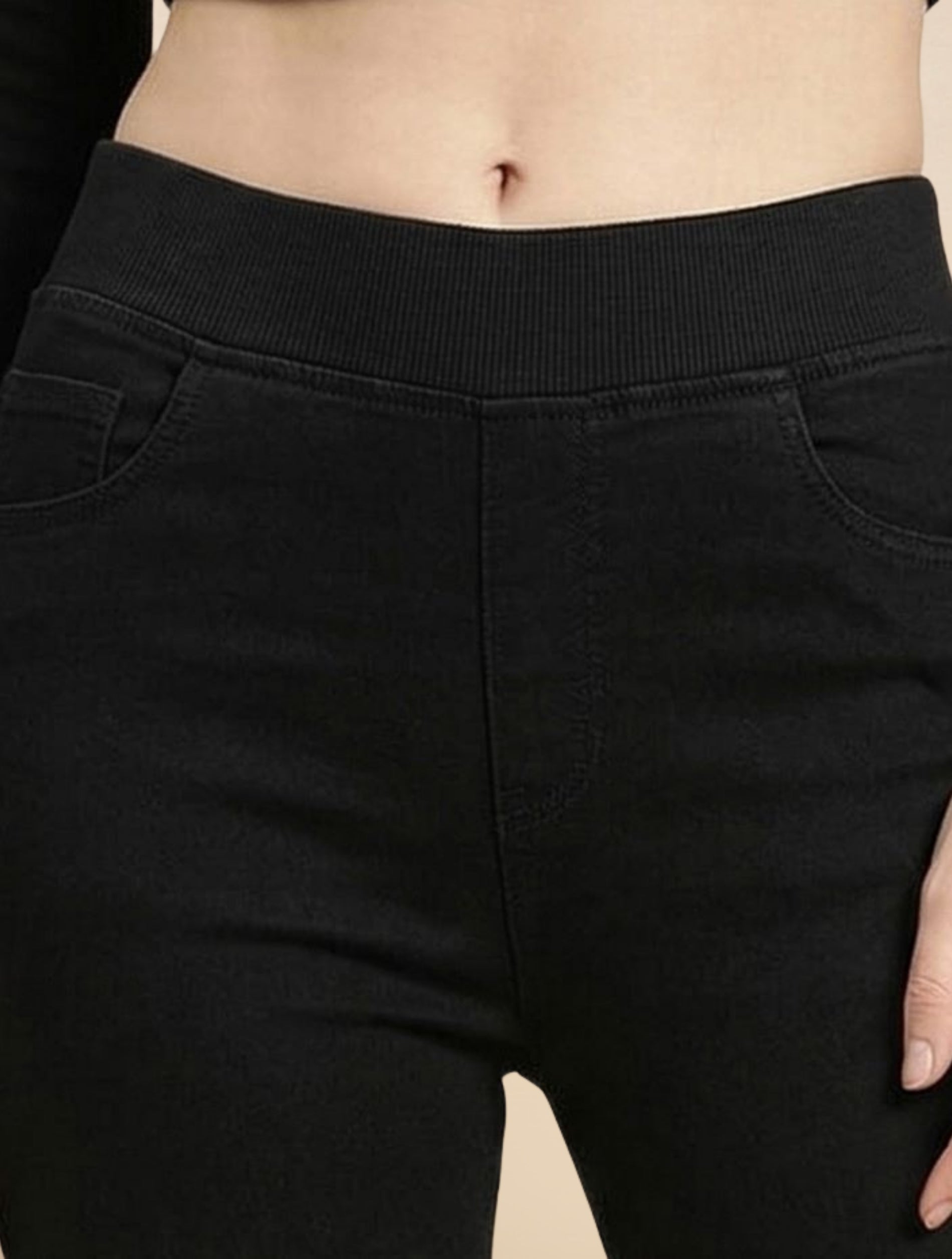 Black Stretchable High Waist Jeggings For Women