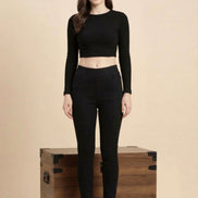 Black Stretchable High Waist Jeggings For Women