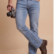 Blue Straight Fit Denim Jeans For Men