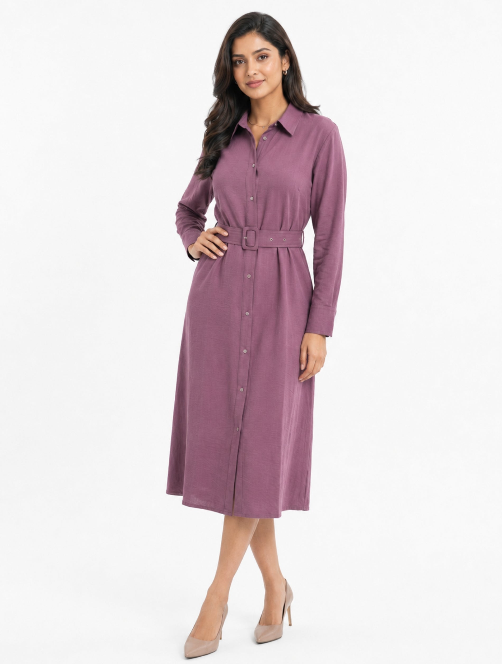 Belted Midi Dress For Women