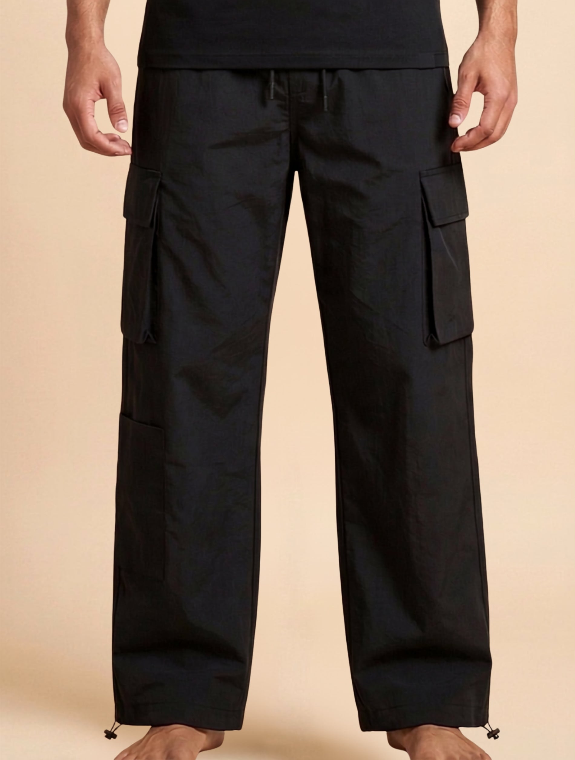 Black Utility Cargo Trouser For Men
