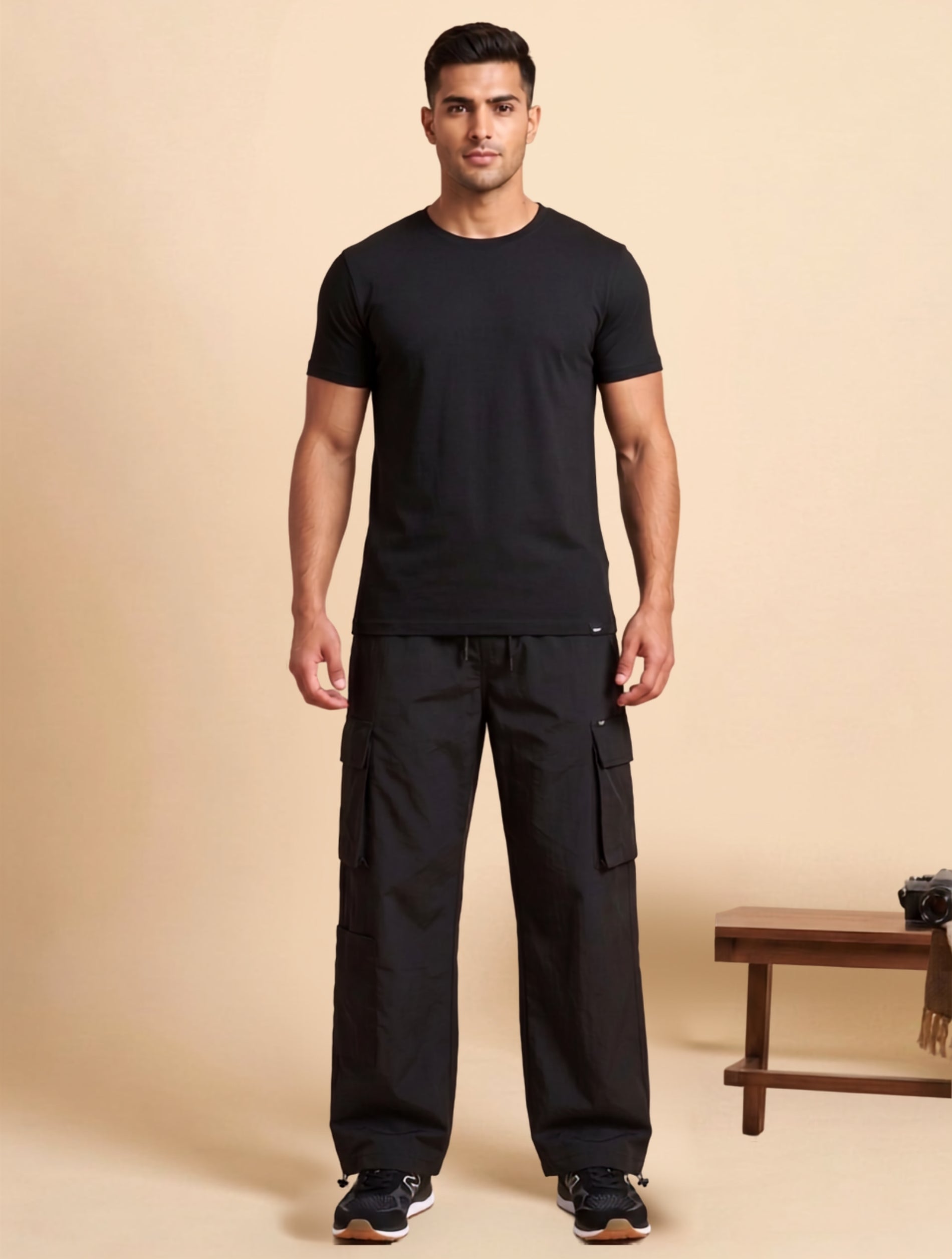 Black Utility Cargo Trouser For Men