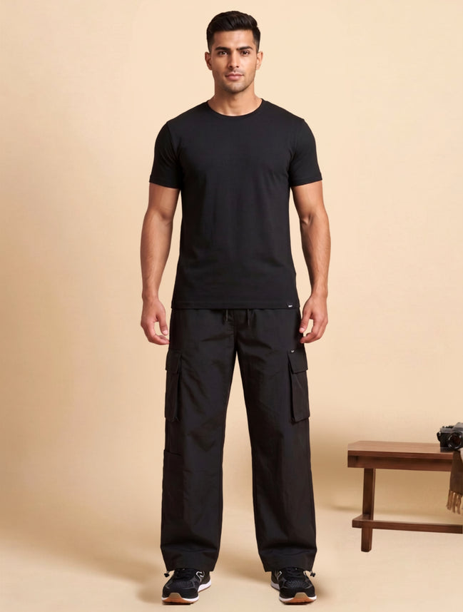 Black Utility Cargo Trouser For Men