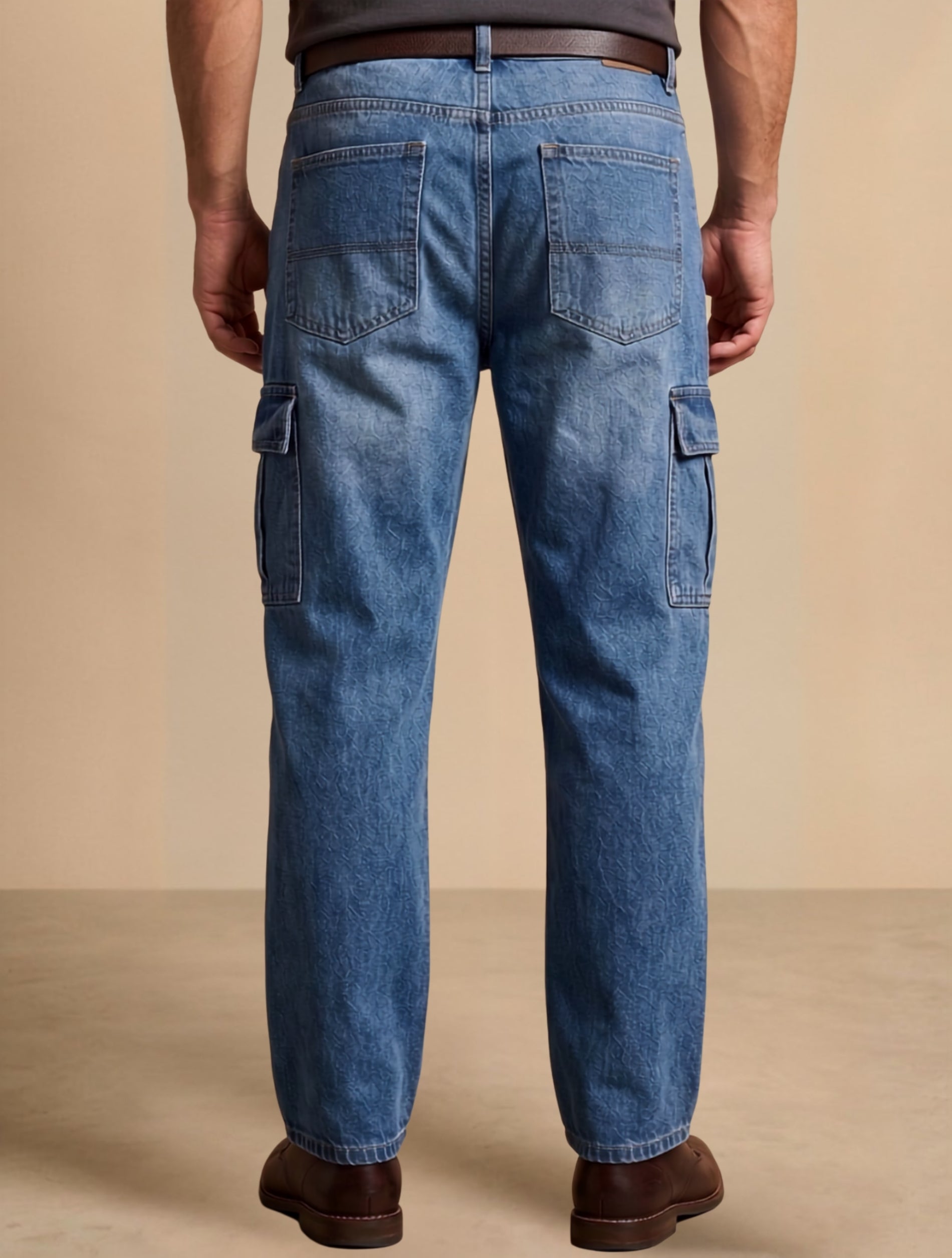 Relaxed Fit Cargo Denim For Men