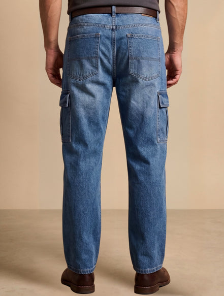 Relaxed Fit Cargo Denim For Men