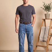 Relaxed Fit Cargo Denim For Men