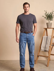 Relaxed Fit Cargo Denim For Men