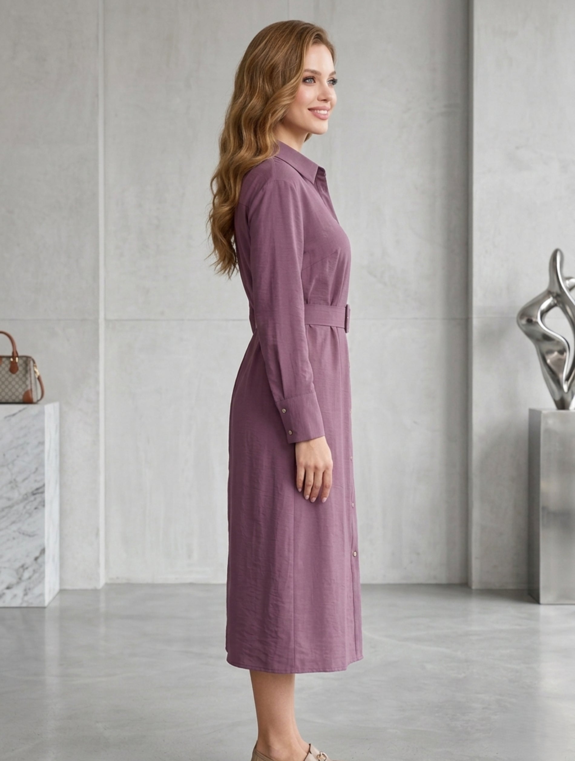 Belted Midi Dress For Women