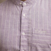 Striped Mandarin Collar - Cotton Shirt For Men