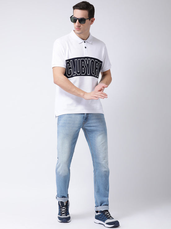 White  Navy Blue T-shirt