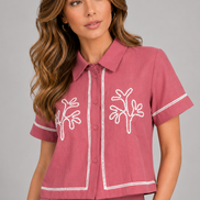 Floral Embroidery Shirt & Trouser Co-Ord Set
