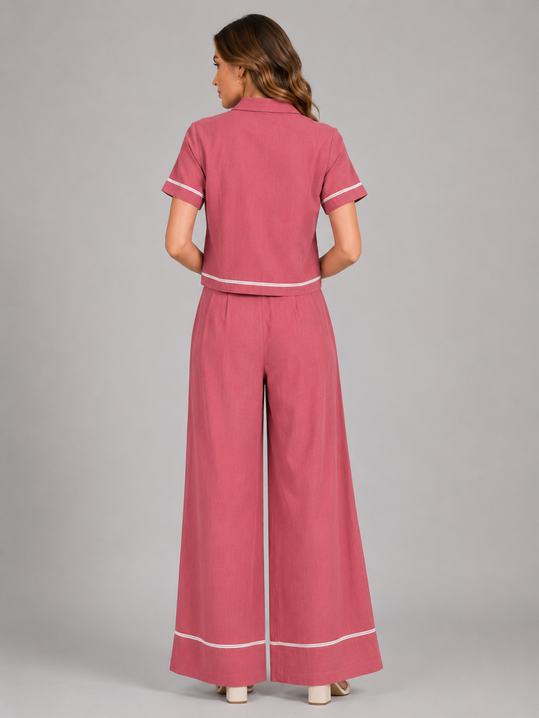 Floral Embroidery Shirt & Trouser Co-Ord Set