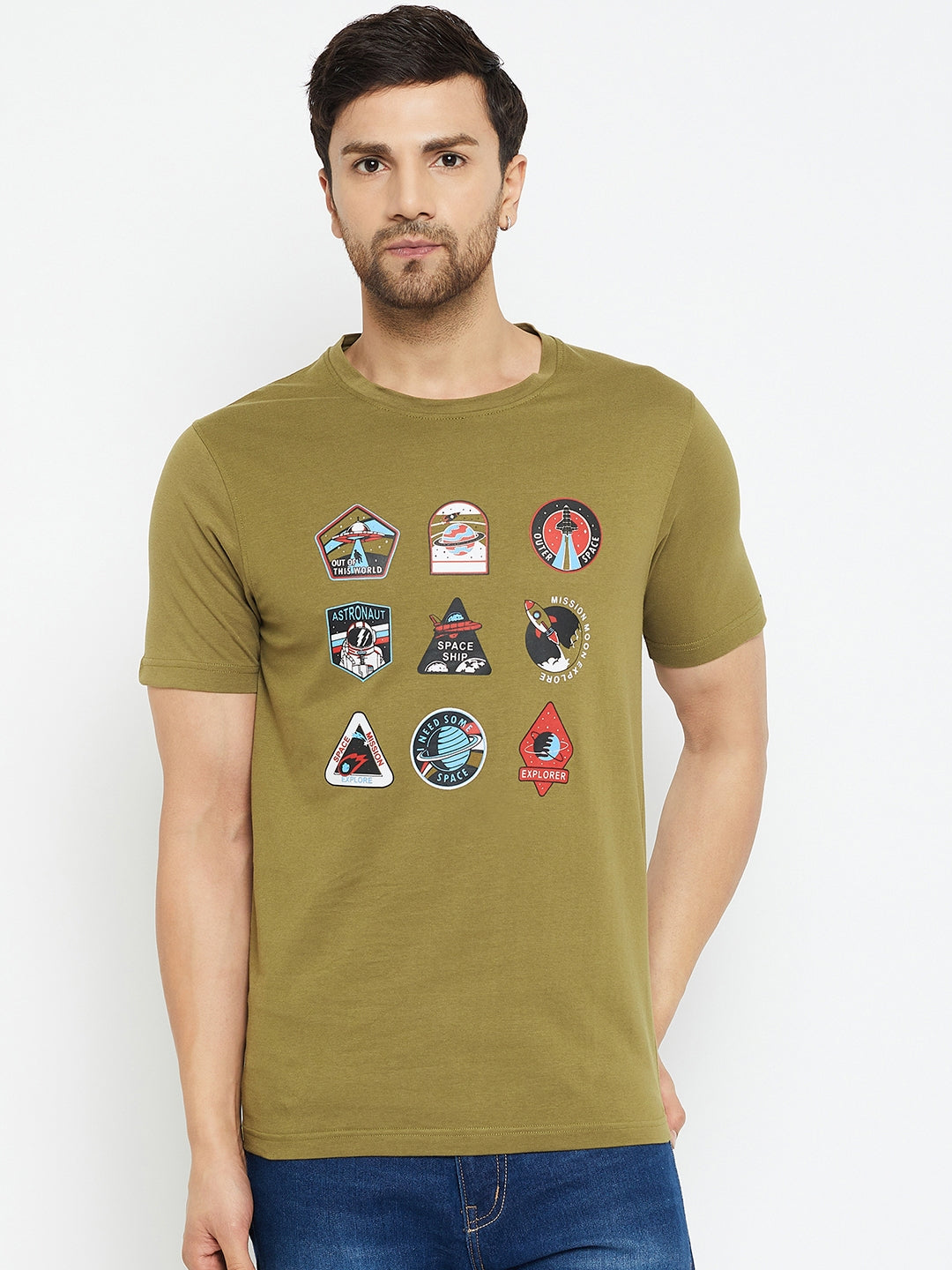 Olive Printed Plus Size T-Shirt