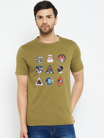 Olive Printed Plus Size T-Shirt