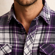 Purple Check Cotton Shirt For Men