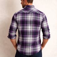 Purple Check Cotton Shirt For Men