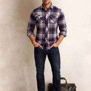Purple Check Cotton Shirt For Men