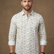Sage Fern Printed Cotton Shirt For Men
