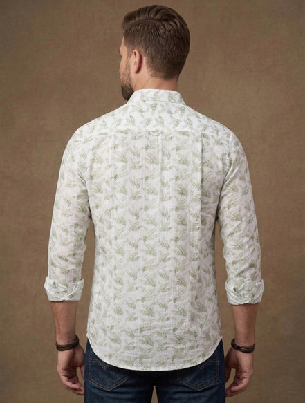 Sage Fern Printed Cotton Shirt For Men