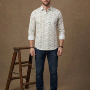 Sage Fern Printed Cotton Shirt For Men