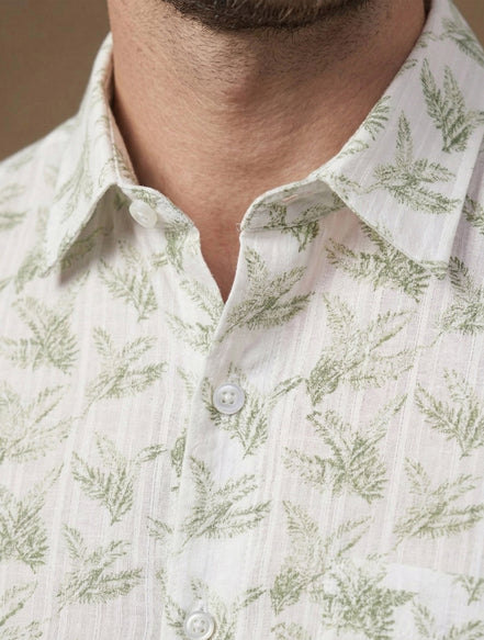 Sage Fern Printed Cotton Shirt For Men
