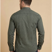 Band Collar Printed Cotton Shirt For Men