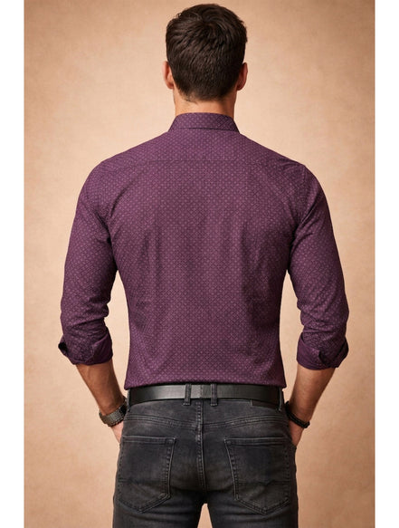 Band Collar Printed Cotton Shirt For Men