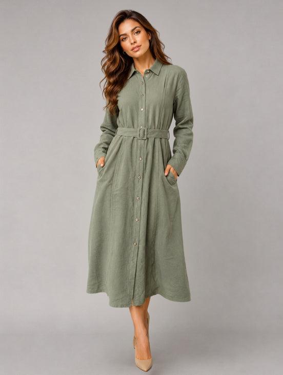 Belted Midi Dress For Women