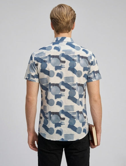 Abstract Print Short-Sleeve Shirt For Men