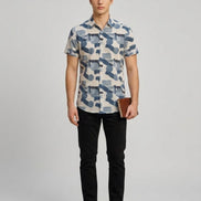 Abstract Print Short-Sleeve Shirt For Men