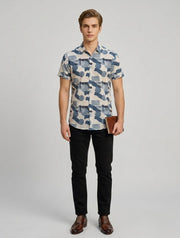 Abstract Print Short-Sleeve Shirt For Men
